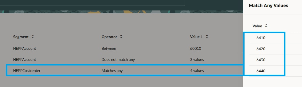Use the Matches any operator for inclusion criteria