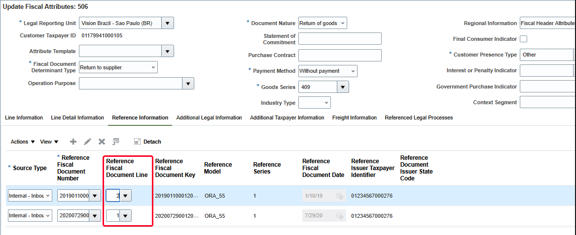 Update Fiscal Attributes UI - Reference Information