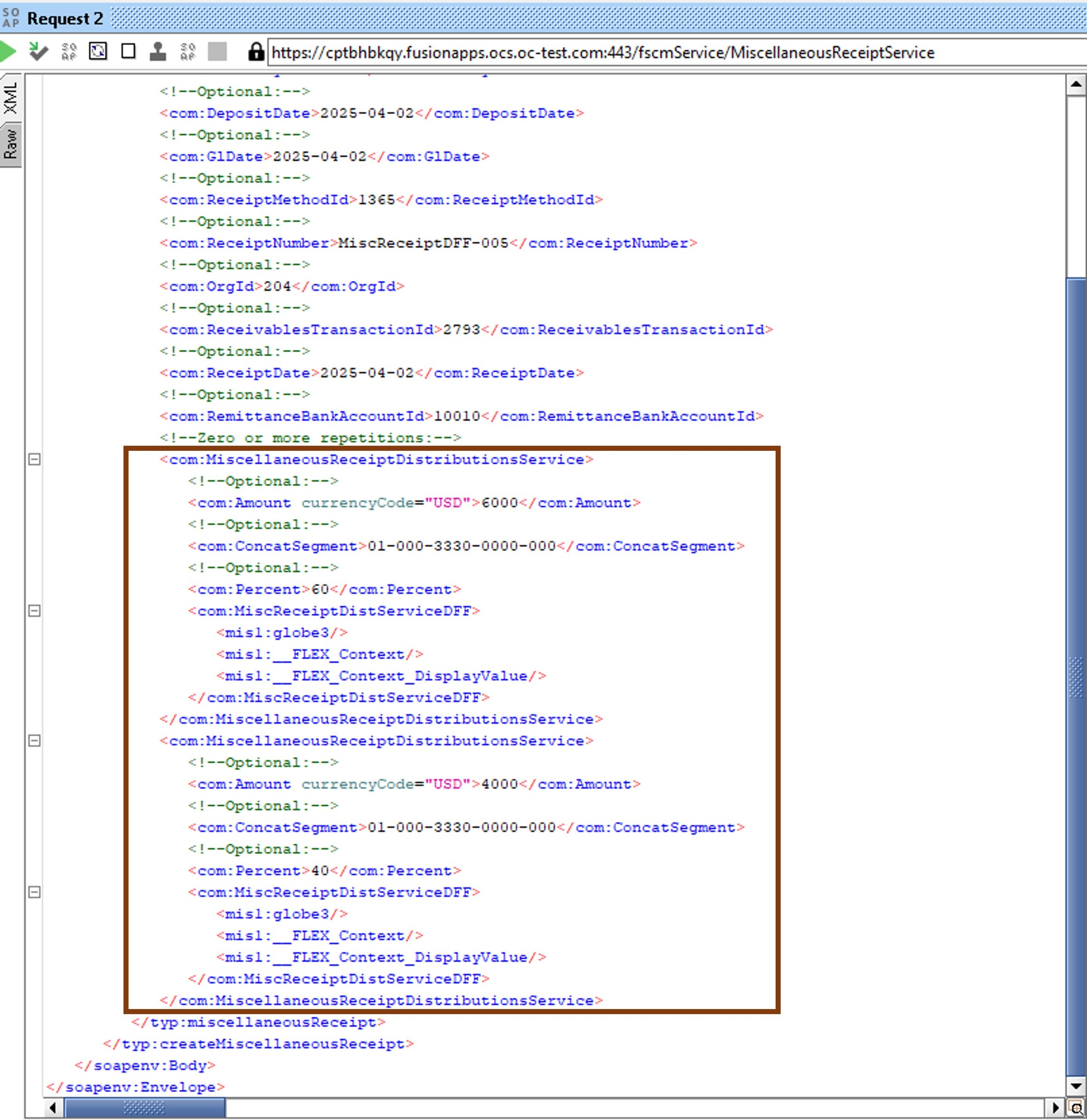 Sample Payload with Multiple Distributions