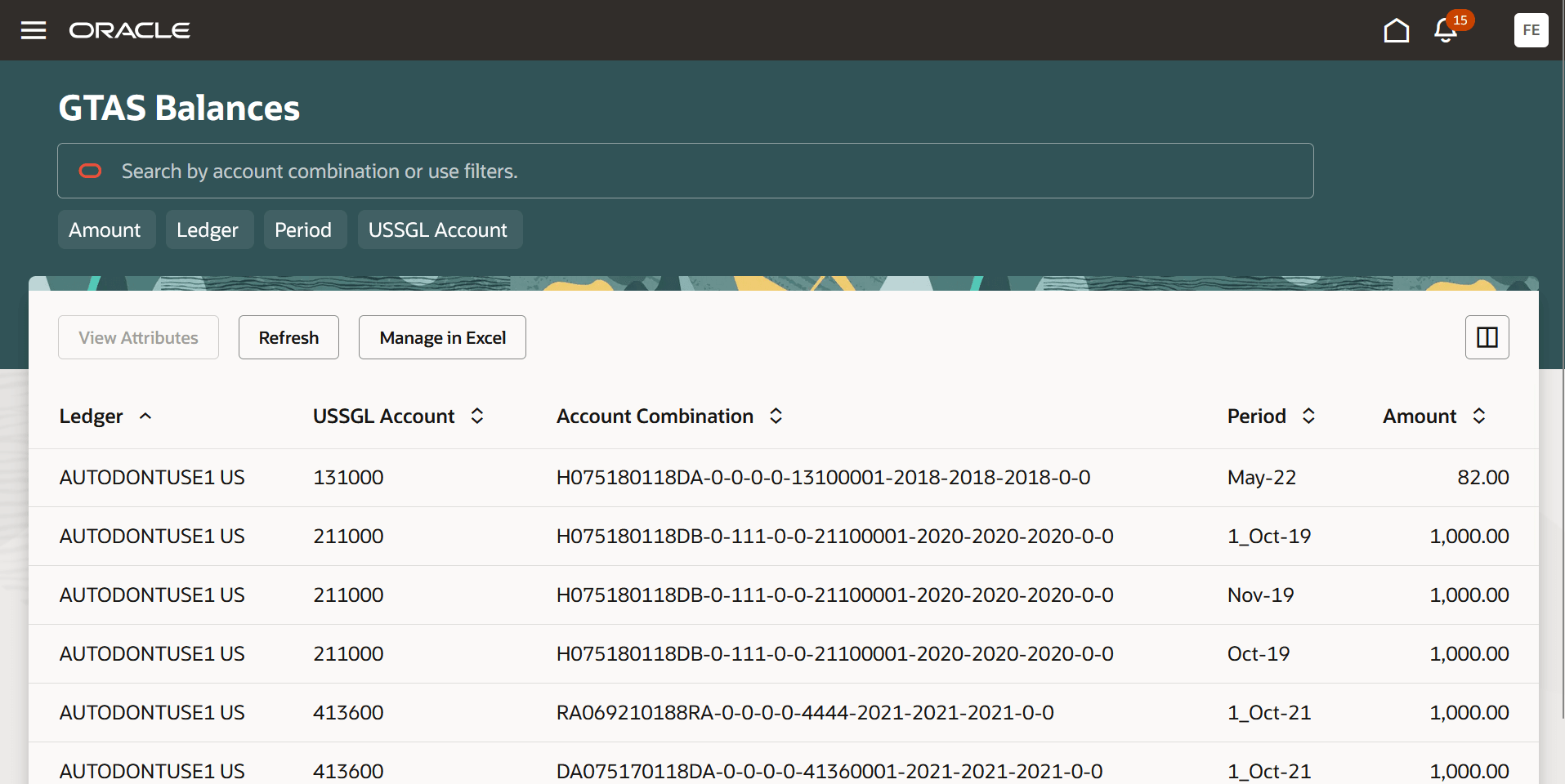 GTAS Balances for AR Transactions