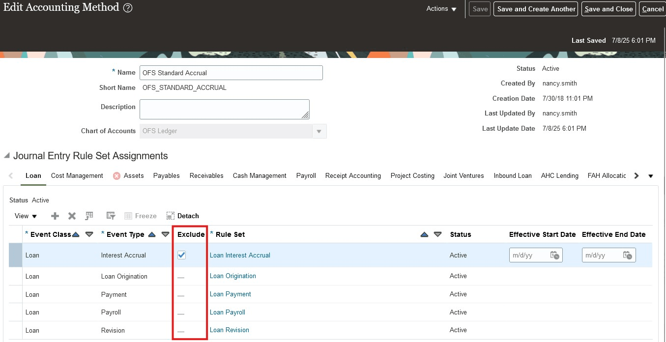 Exclude column in Journal Entry Rule Set Assignments section