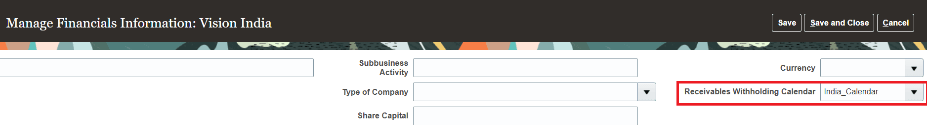 Association of Calendar with Legal Entity