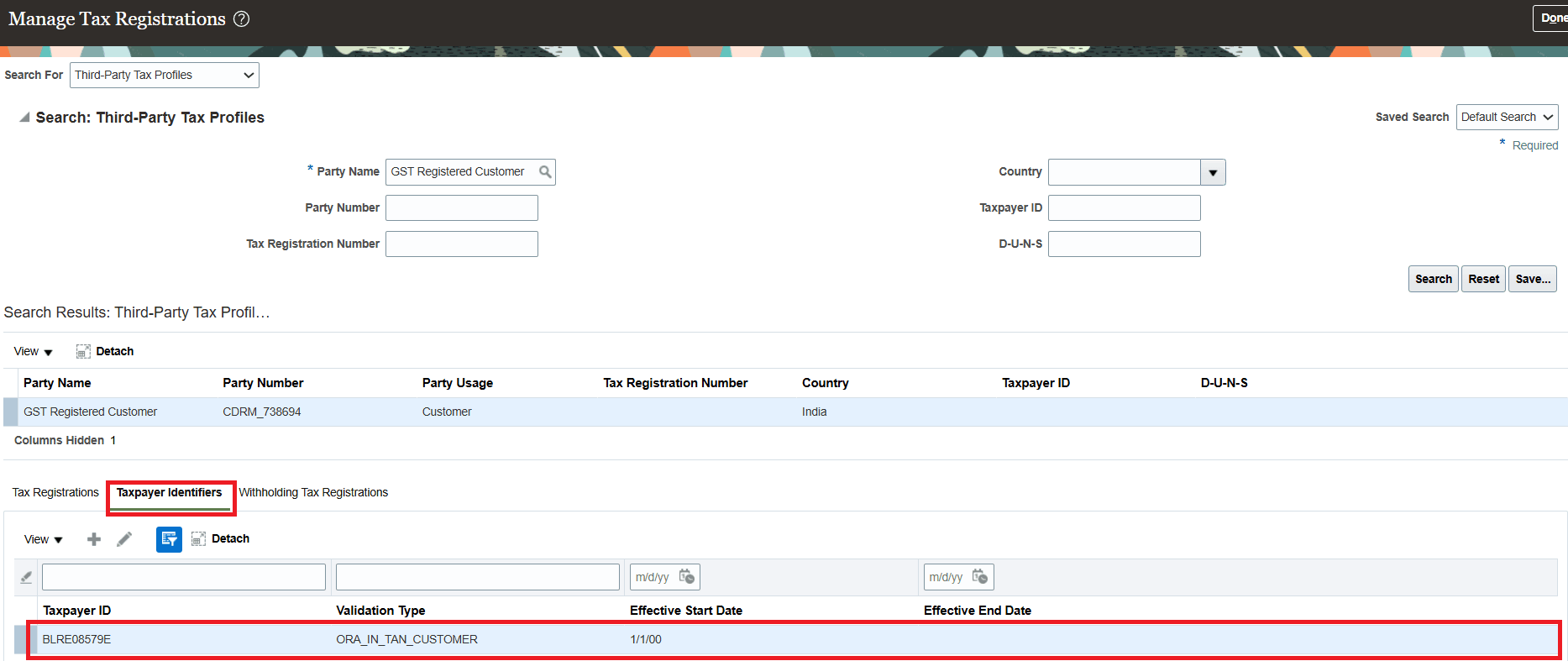 TAN Setup for Customer