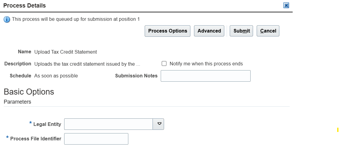 Upload Tax Credit Statement Process
