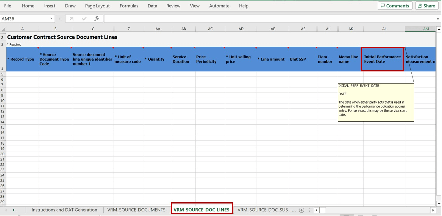 Revenue Data Import Template