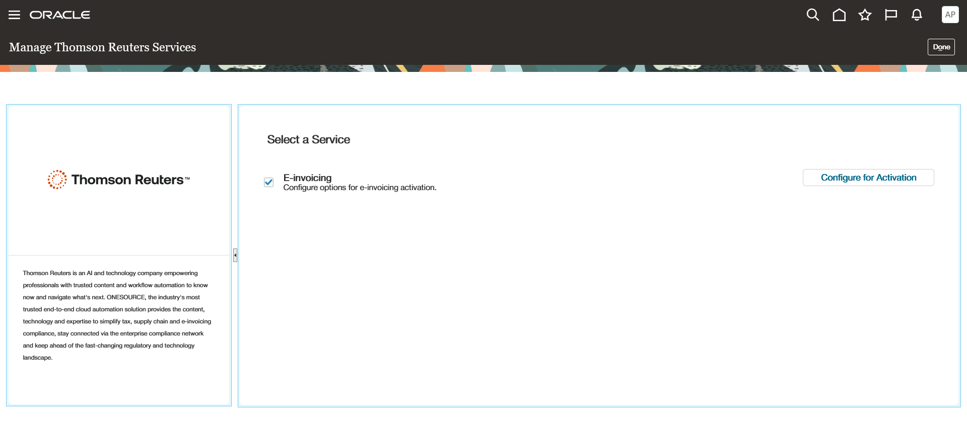 Select service for activation with partner