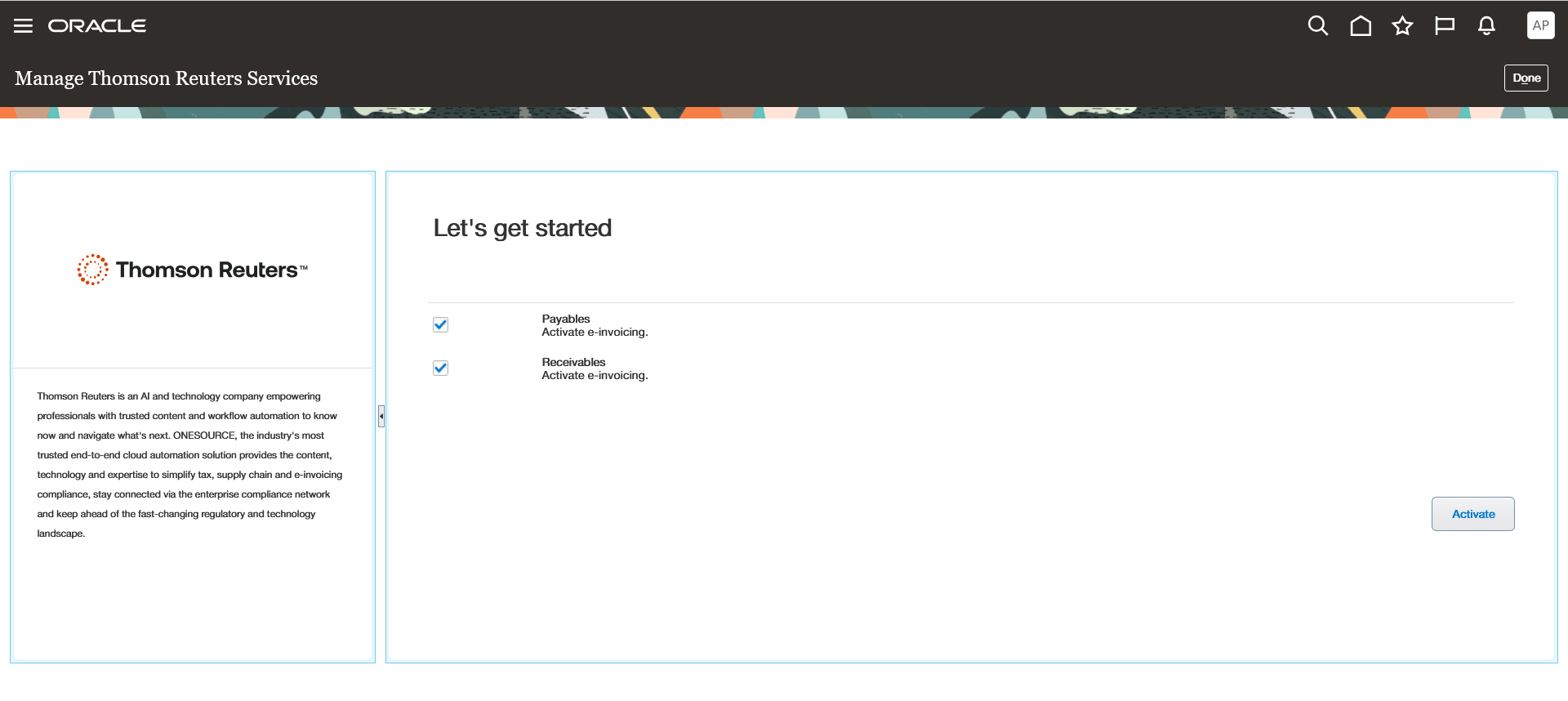 Activate E-invoicing with partner