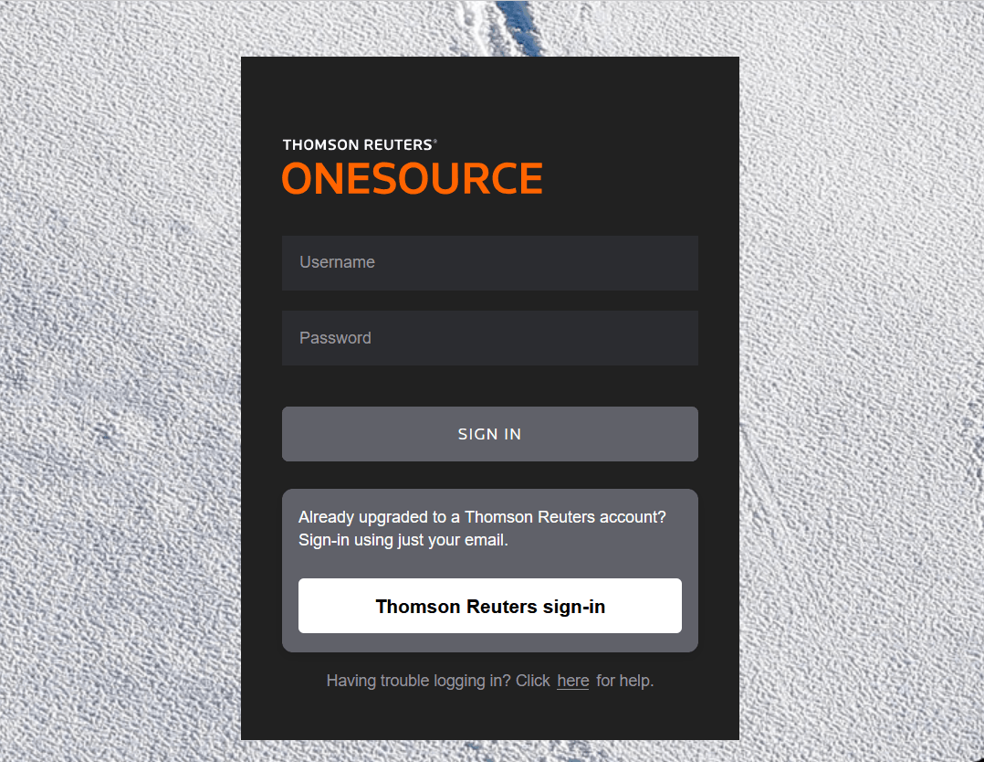 Login to Thomson Reuters OneSource portal