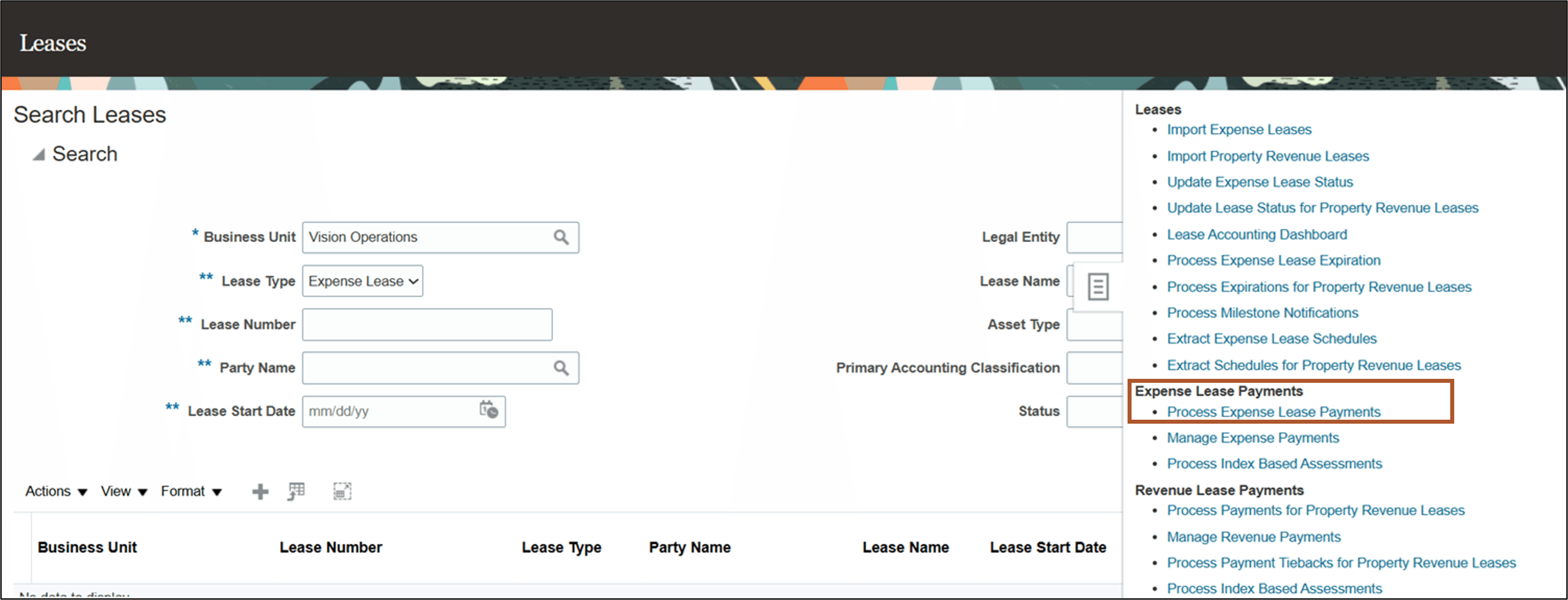 Side-Panel - Process Expense Lease Payments