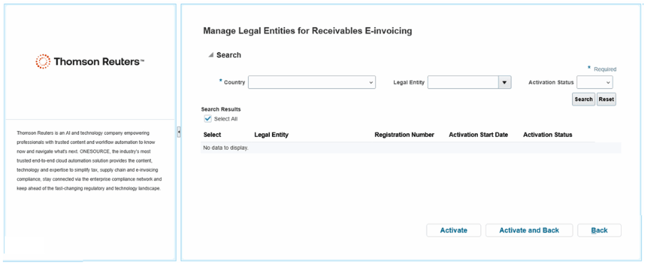 Activate Legal Entities