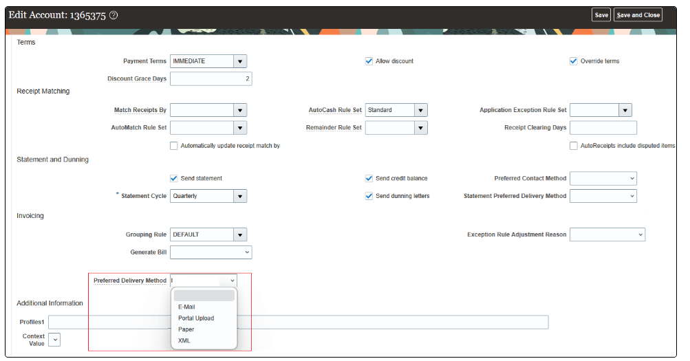 Customer Account Setup