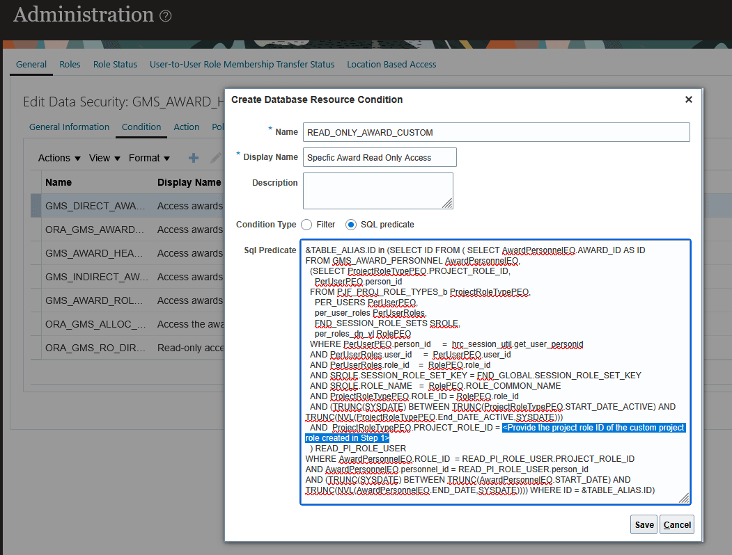 Custom data condition