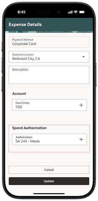 Associating a spend authorization to an expense