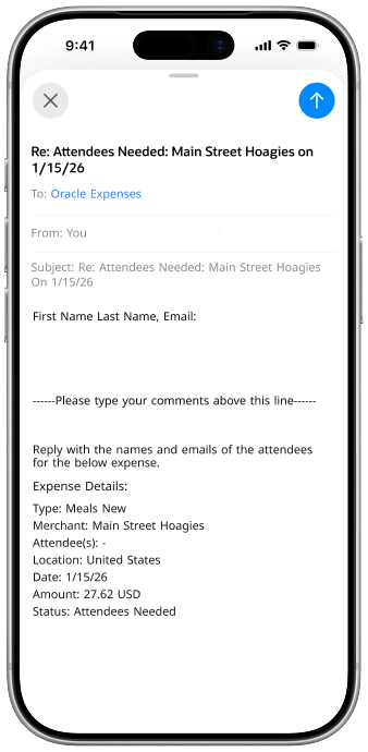 A sample email template after clicking the reply button in the previous email from the agent.
