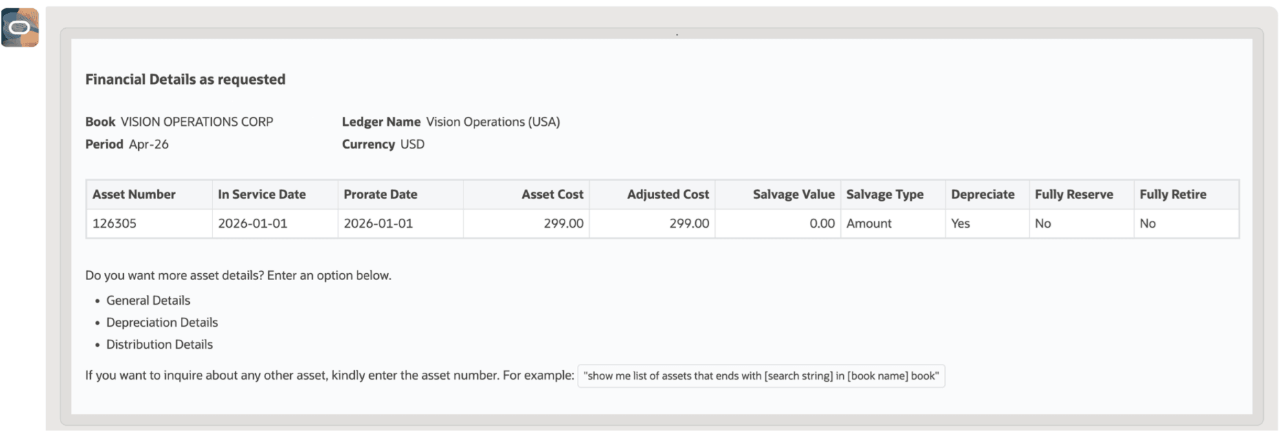 financial details