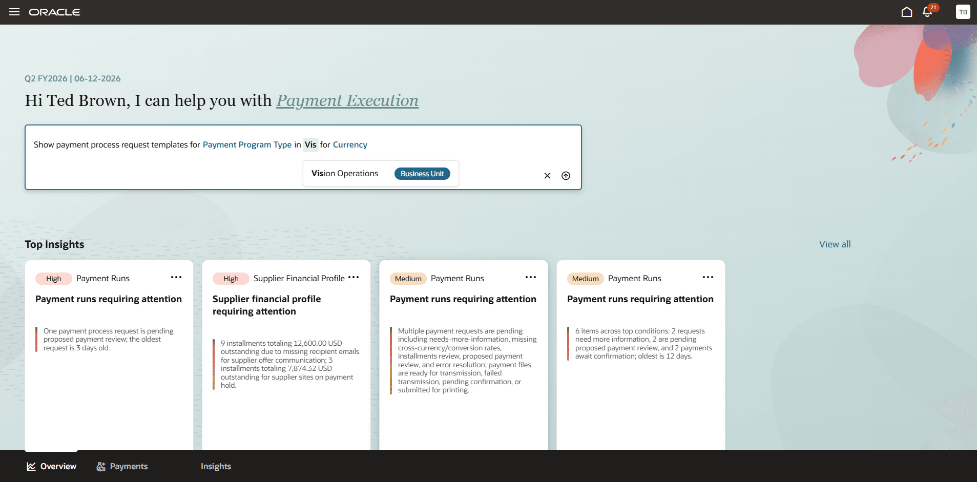 User can enter values in the predefined prompts for easier and faster query experience