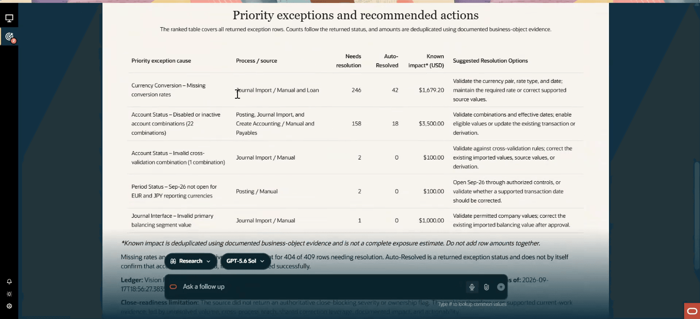 Accounting Exceptions Visibility