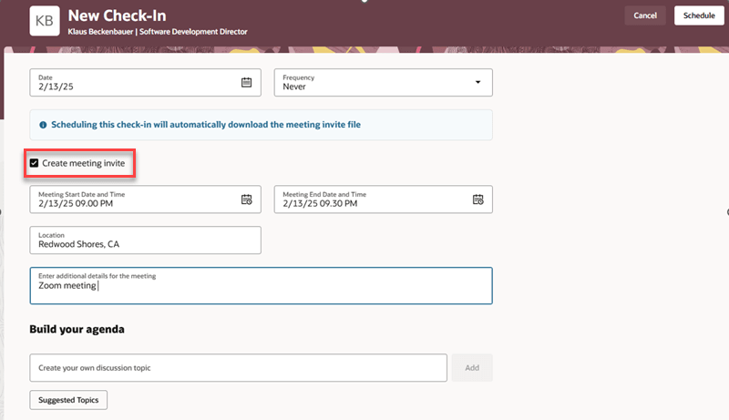 Create a meeting invite