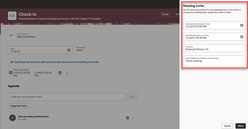 Update the meeting invite details