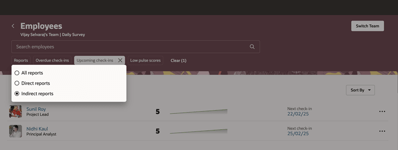 Filter by indirect reports 
