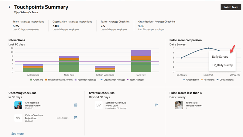 Select survey from the pulse graph
