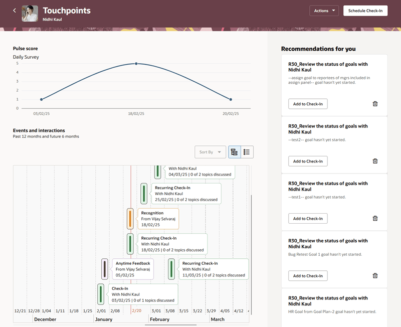 Events and interactions timeline default view