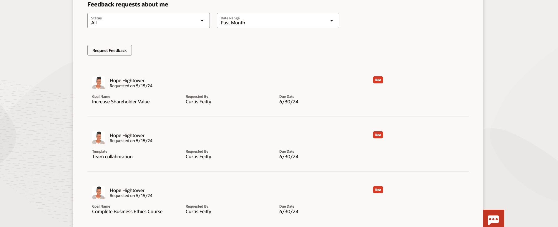 Feedback requests about me region