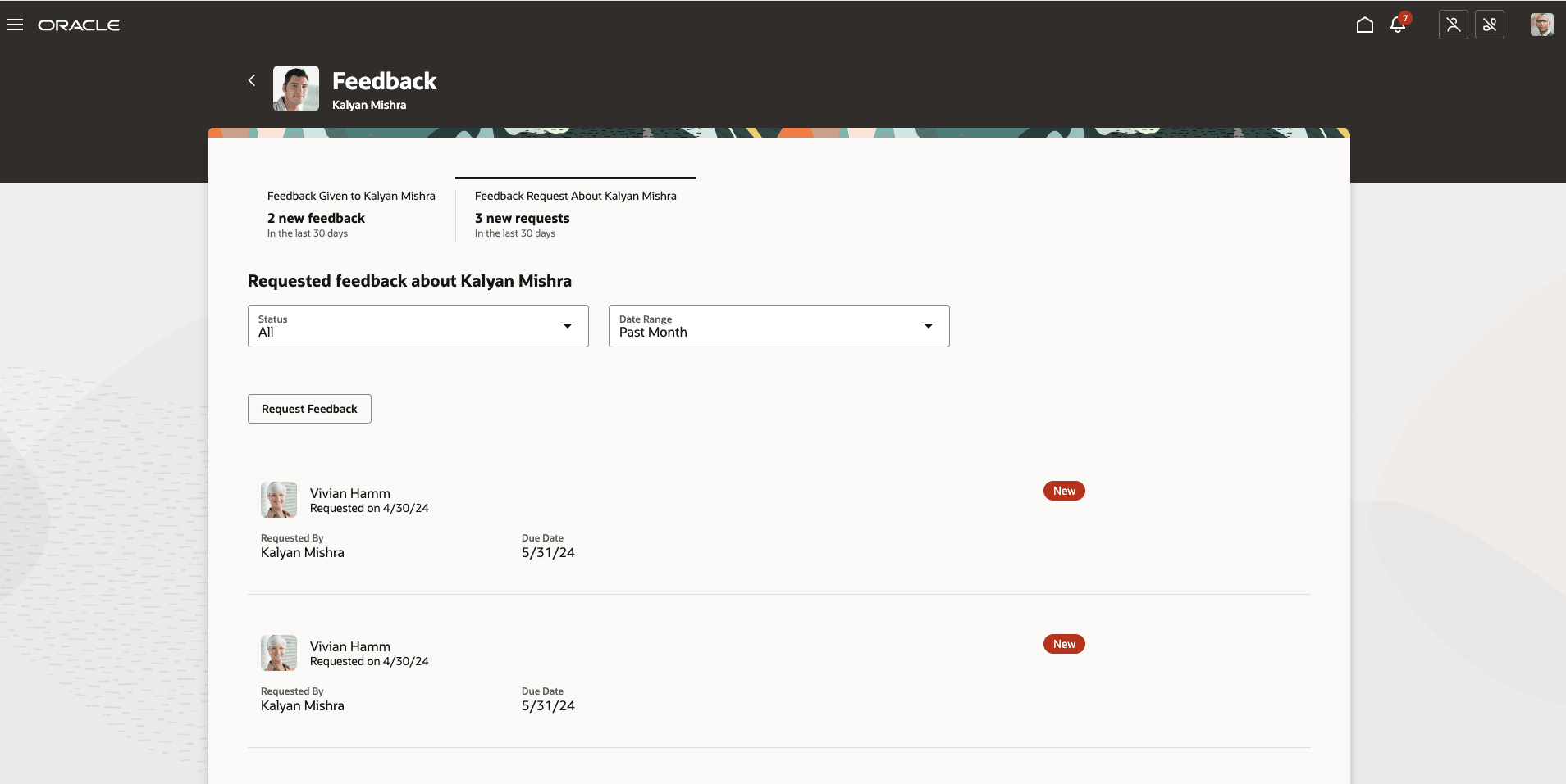 Layout of Feedback About [Employee] page.