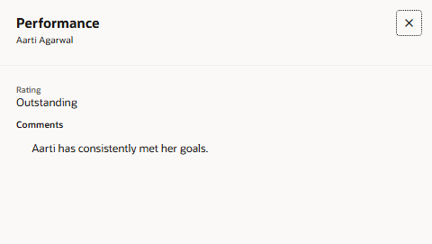 Comments for a rating for a member of the review population