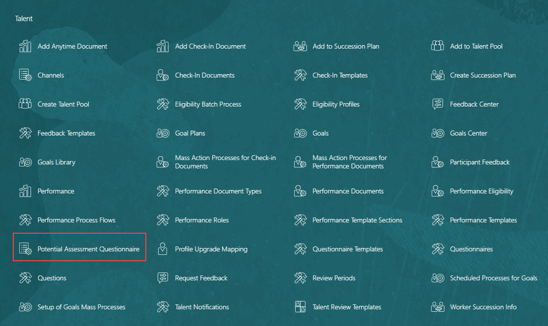 Potential Assessment Quick Action in Talent Group