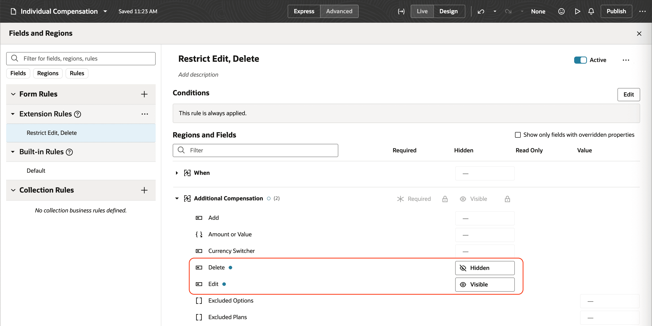 Rule to Restrict Delete