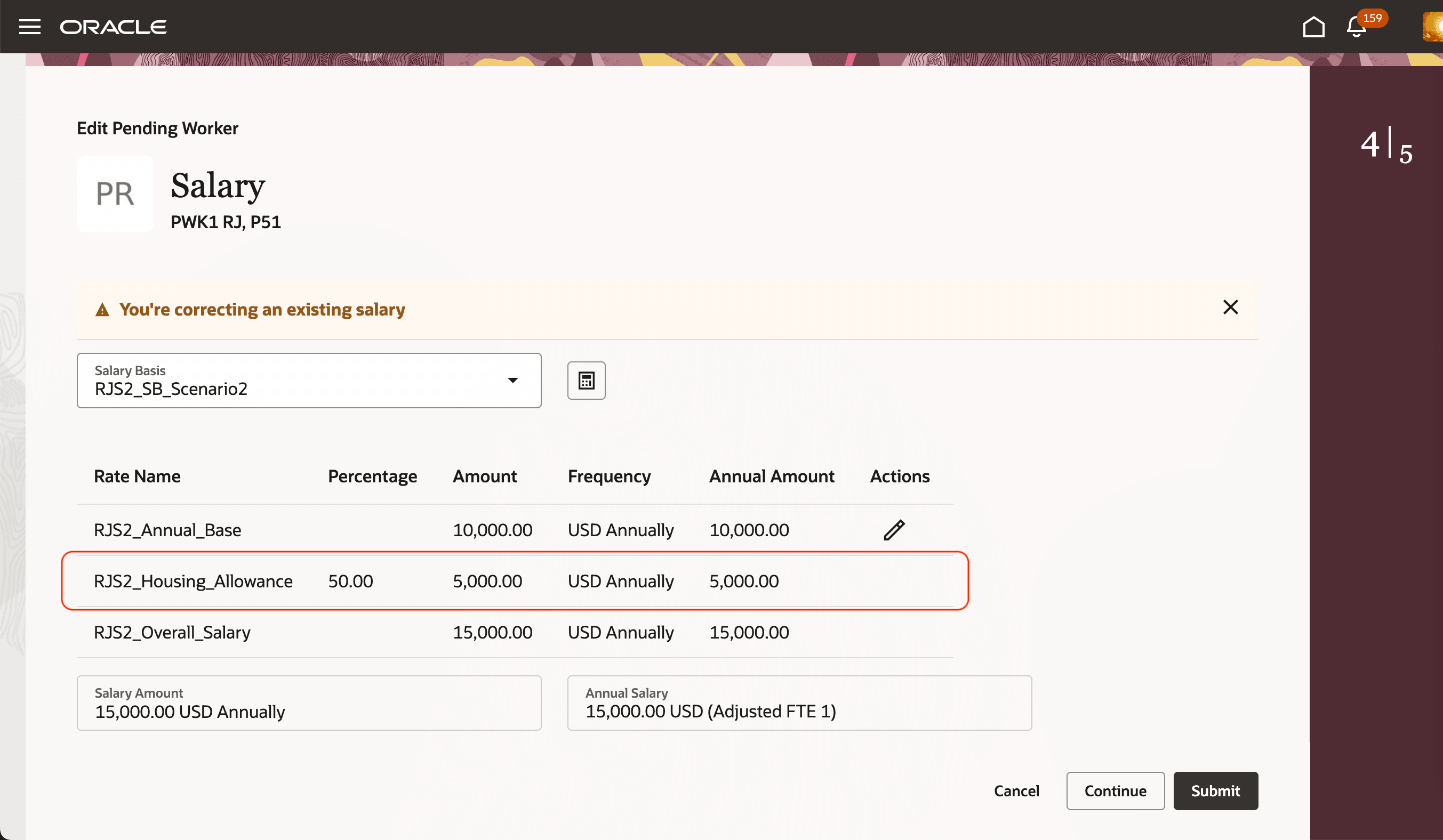 Rate Component Calculated as 5000, with Projected Start Date as 01-Apr-2025