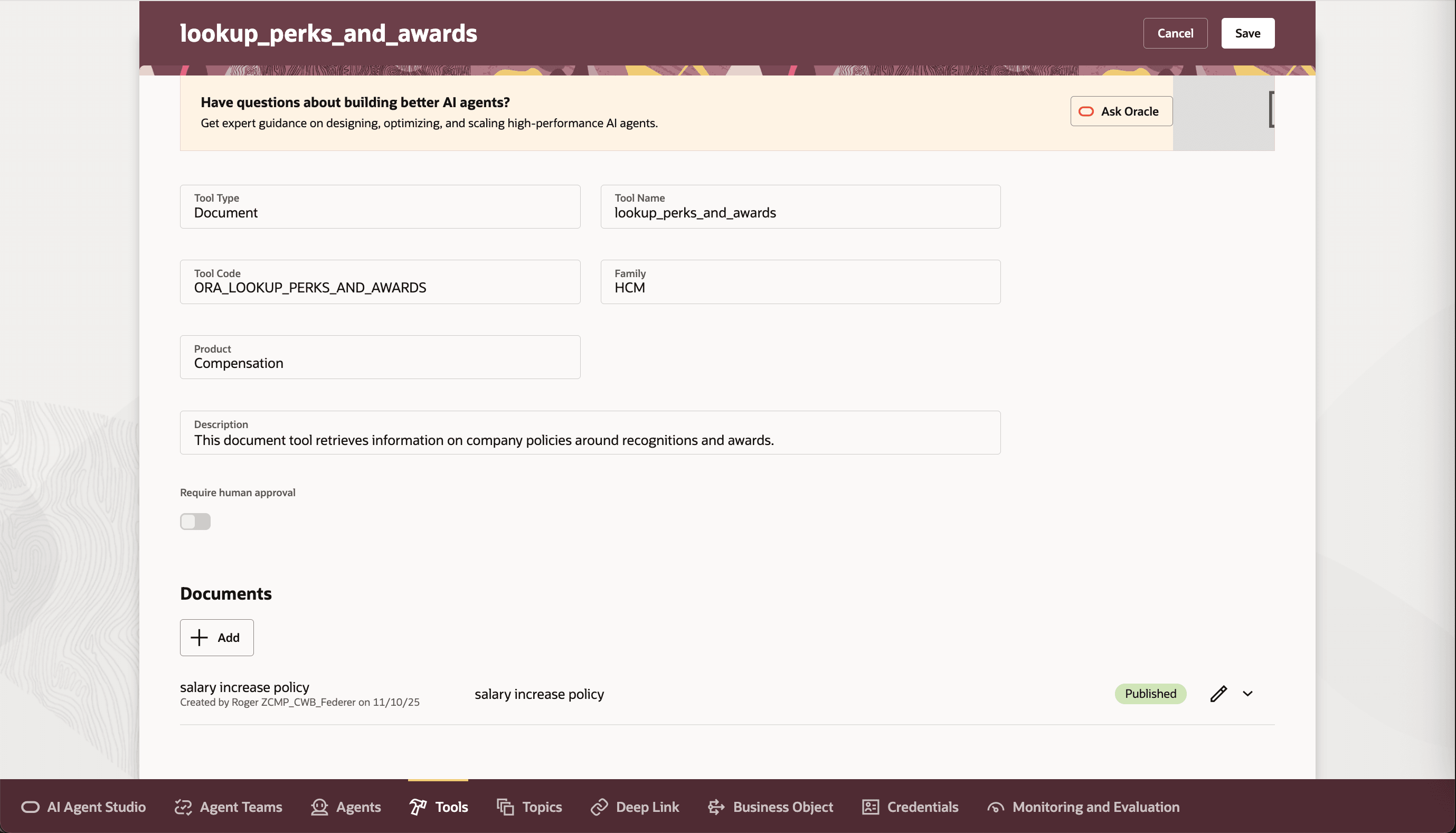 Document Added To The Tool