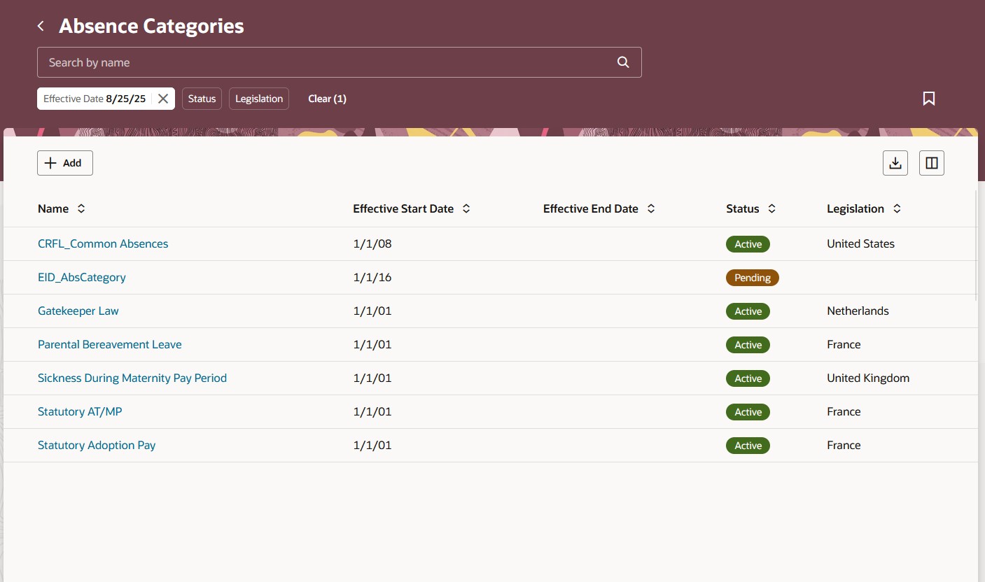 Absence Categories redwood page