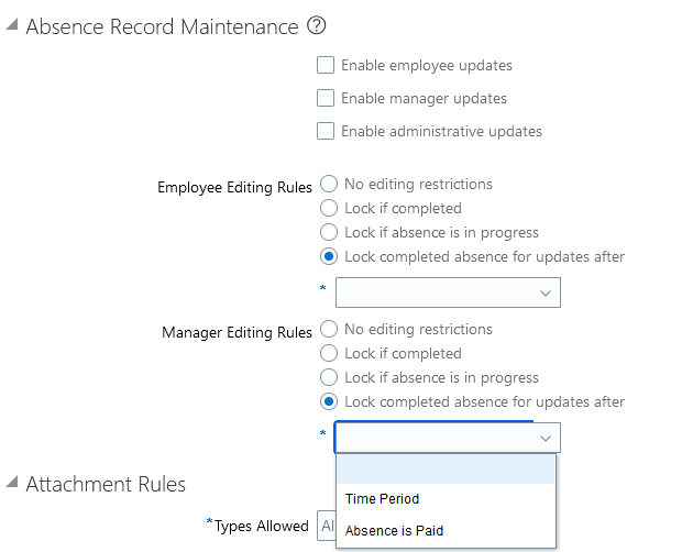 Manager Editing Rules options