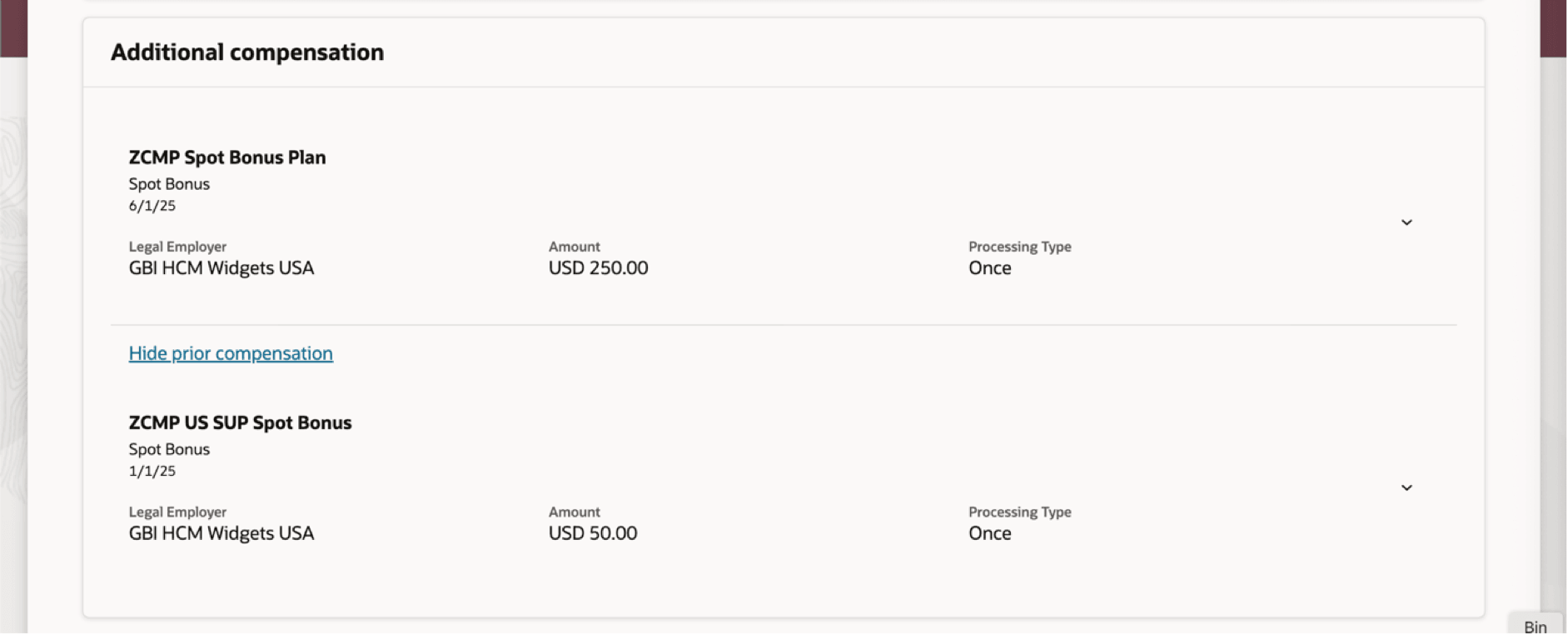 Individual Compensation Section Showing Unrestricted Details