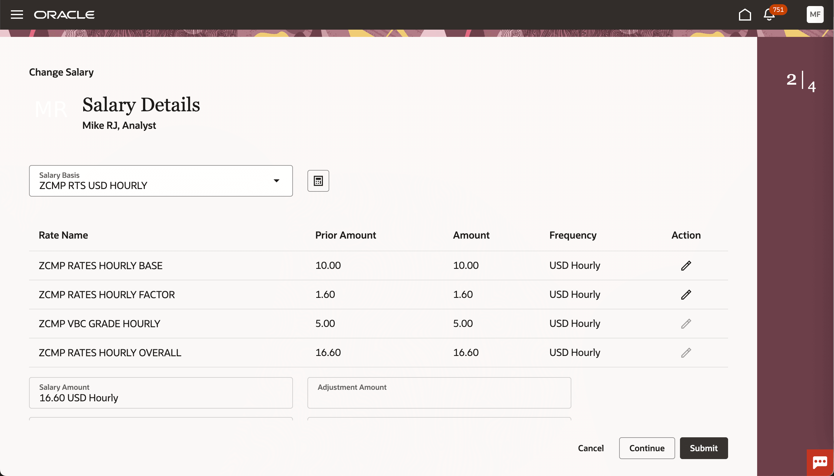 A New Column Prior Value Visible and Certain Columns Percentage, Annual Amount Hidden