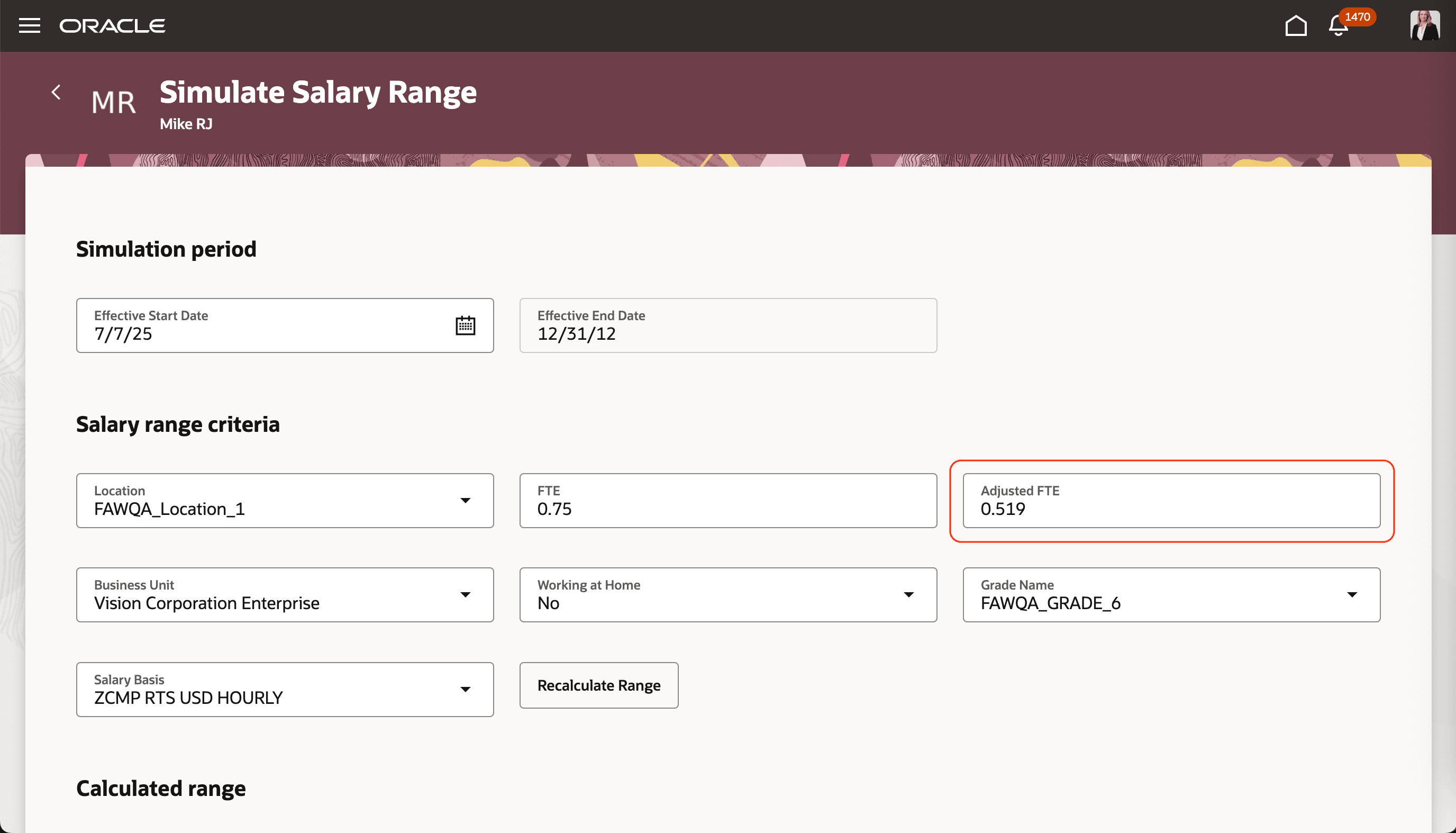 Adjusted FTE in Simulate Salary Range Page