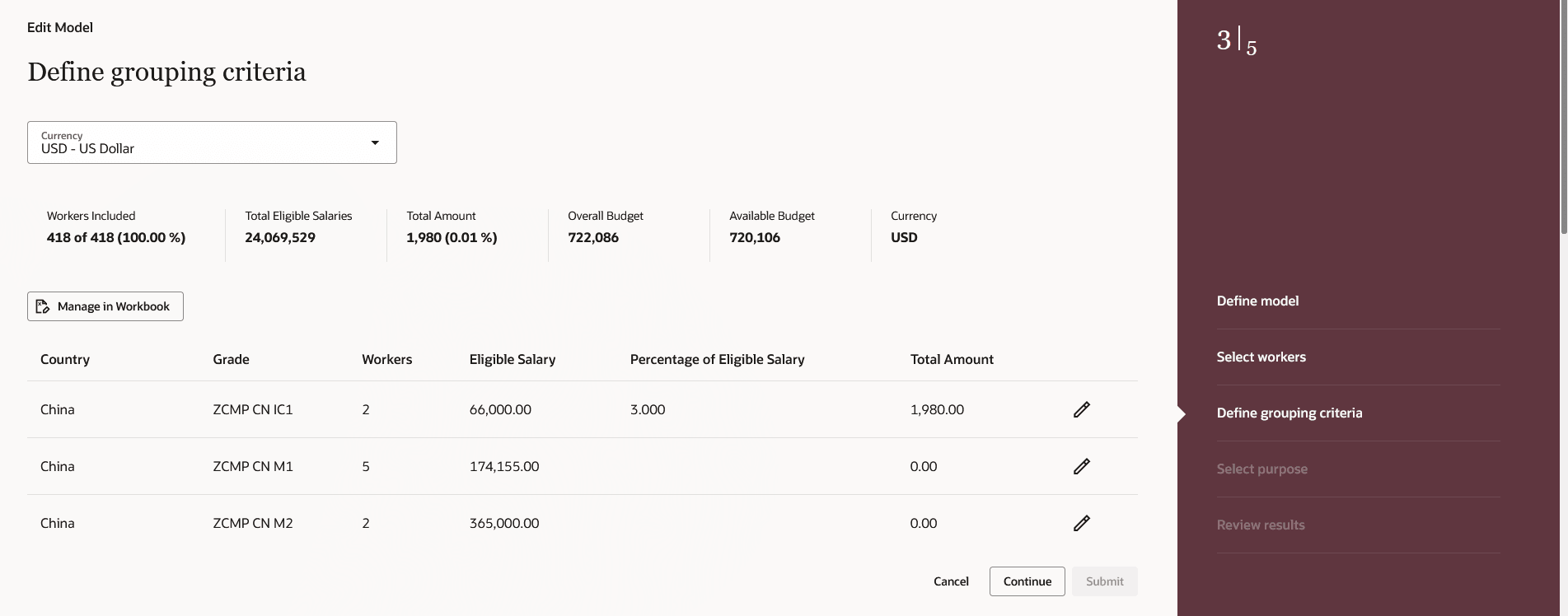 Enter Grouping Values