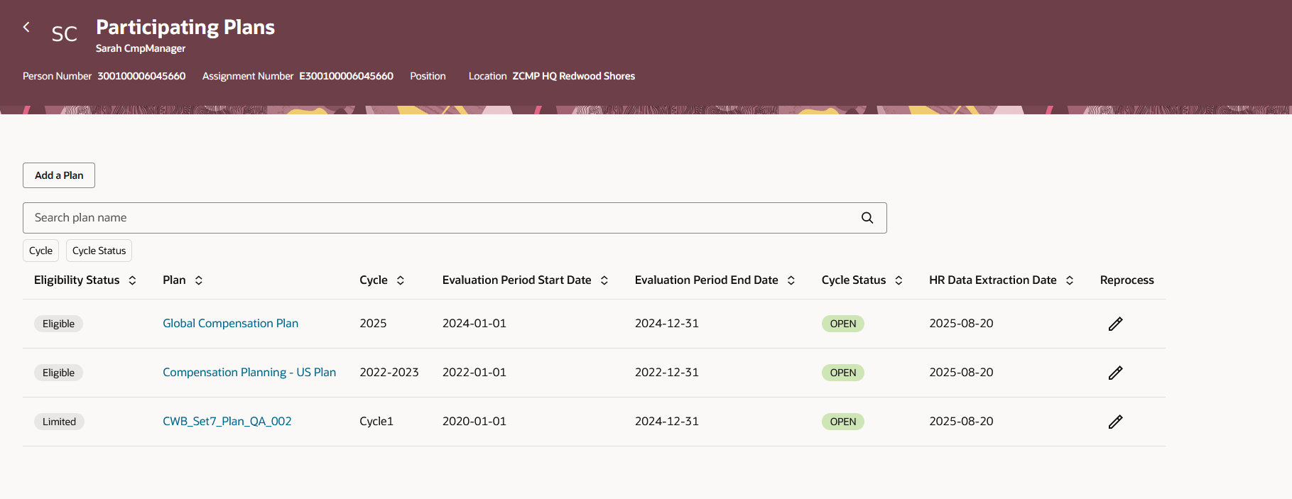Administer Workers Plan Selection