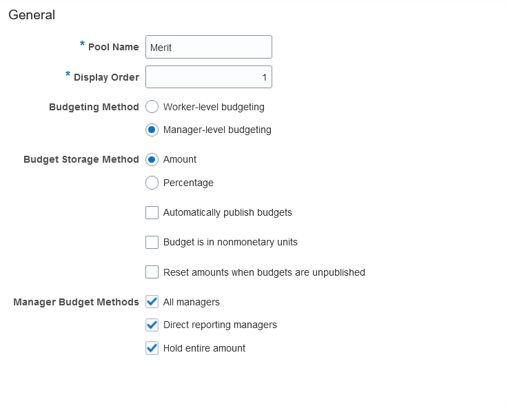 New Manager Budget Method Options