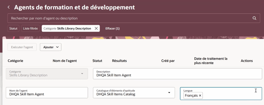 Skills Library Description Agent with French Selected