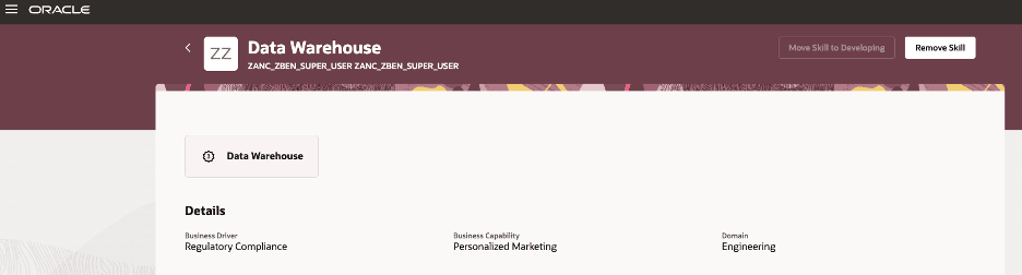 Example of skill attributes displayed in skill details