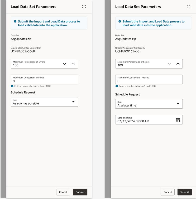 Load Data Set Parameters