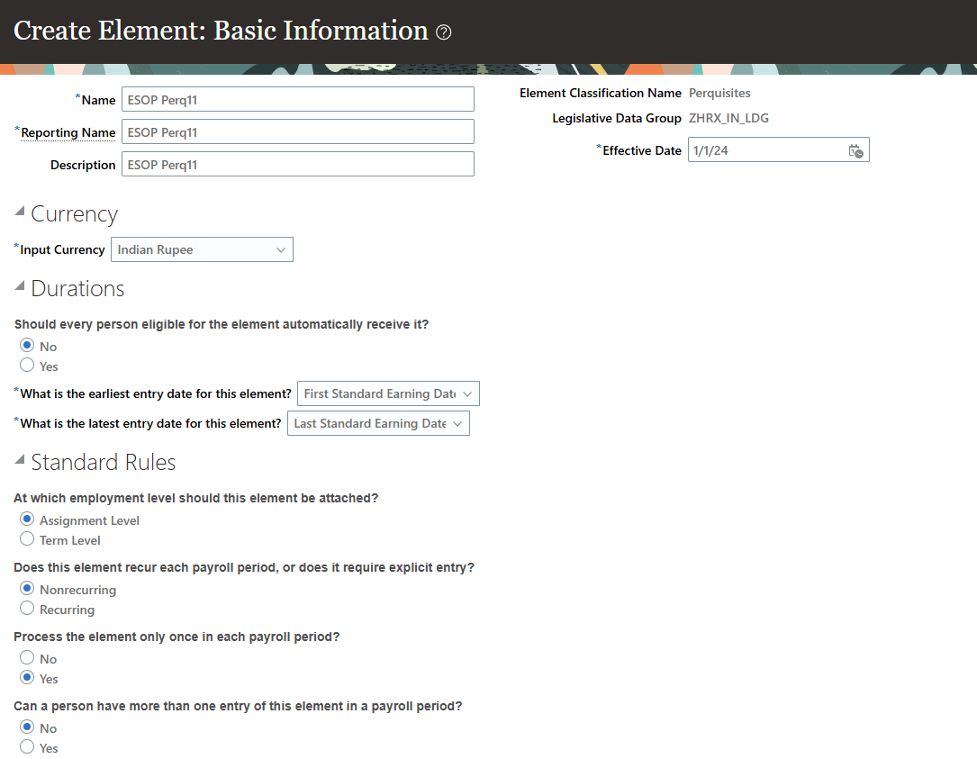 ESOP Perquisite Element -