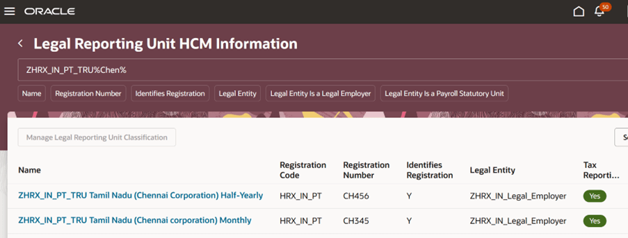 Professional Tax information in PT Tax Reporting Unit