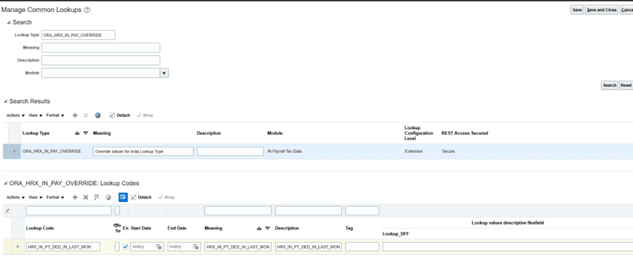 Setup the Override Element for Professional Tax