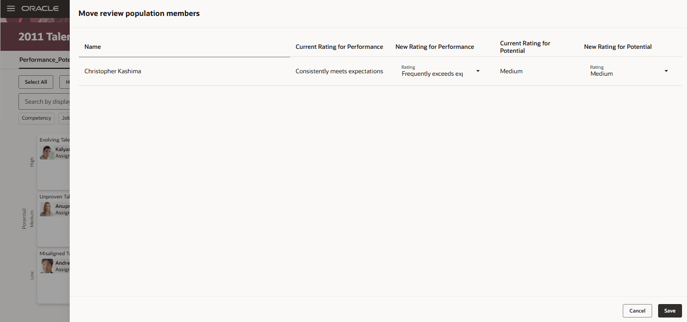 Move review population members Panel