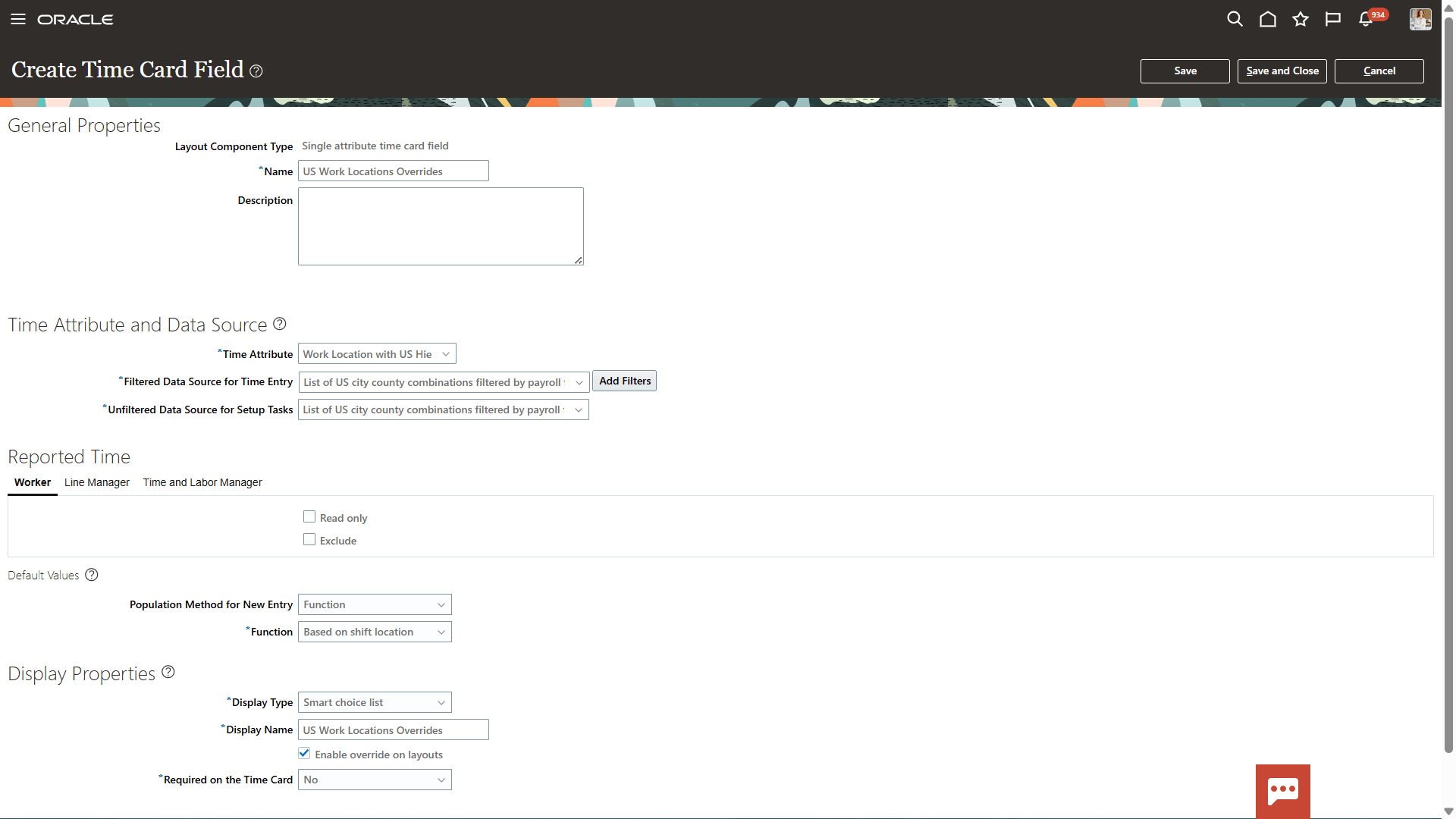  Single Time Card Field for US Locations with Shift Location Defaults