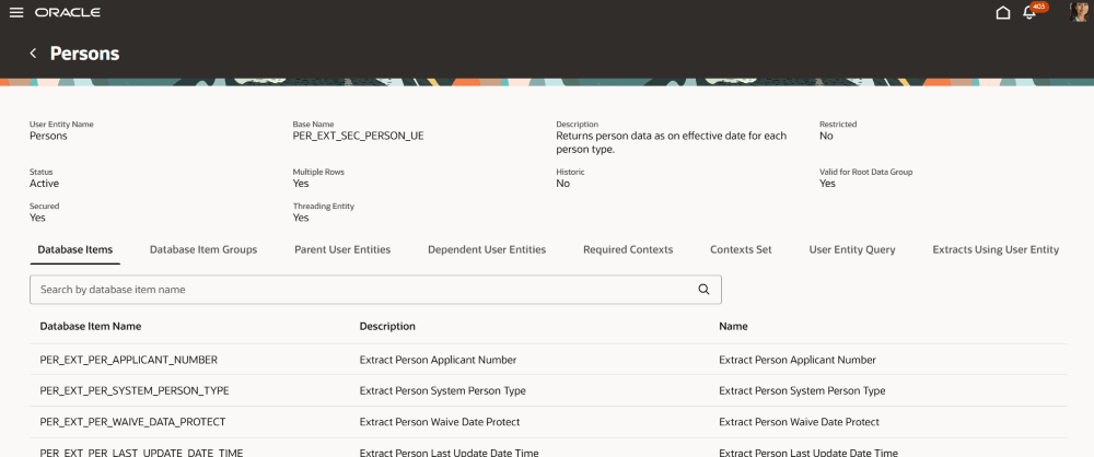Specific User Entity page